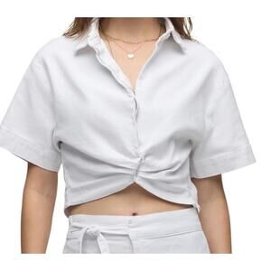 HUDSON Women's Knot Front Button Down Short Sleeve Shirt XL $145.00 Msrp